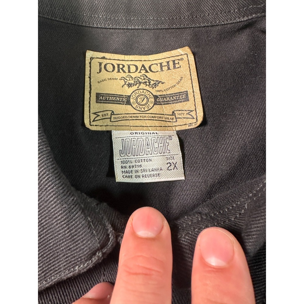 Vtg Jordache Trucker Jeans Jacket Womens 2X Navy Blue Denim Cotton Button Front - Picture 5 of 9